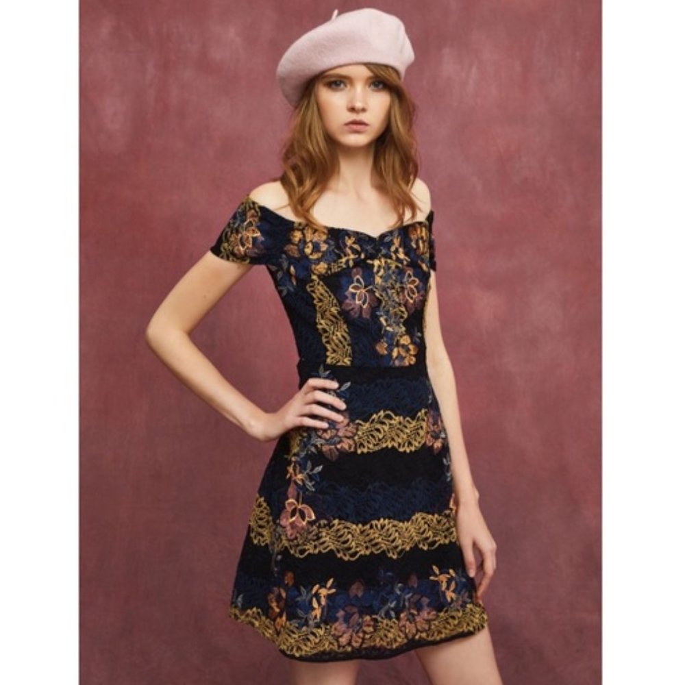 Foxiedox Georgina Off The Shoulder Lace Mini Dress
